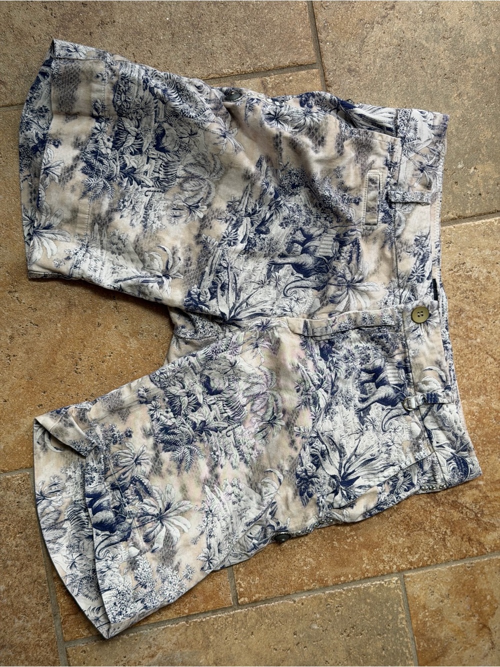 Mason’s Blue & White Toile-Print Men’s India Print Cotton Shorts